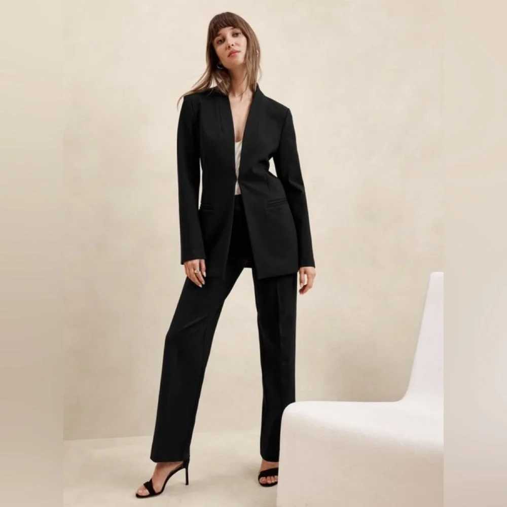 NWT! Banana Republic Black Ponte Collarless Blazer 531171 📊 - Picture 4 of 16